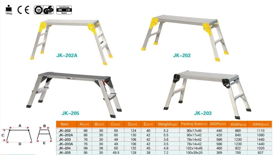 Yellow Aluminum Work Platform Ladder with Height 60cm
