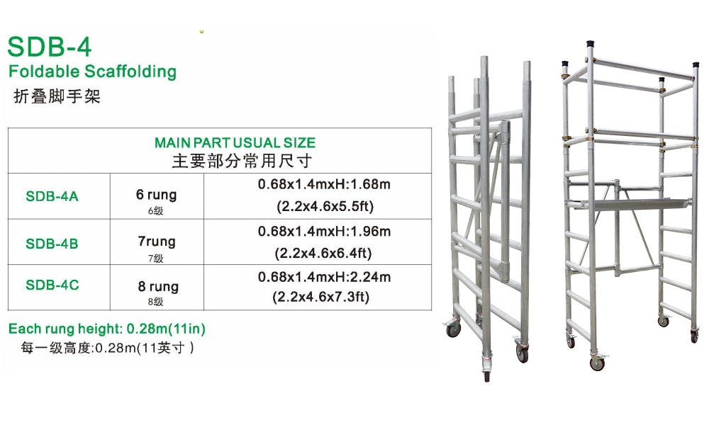 Dragonstage China Hot Sale Portable Mobile Aluminium Folding Scaffolding for Work