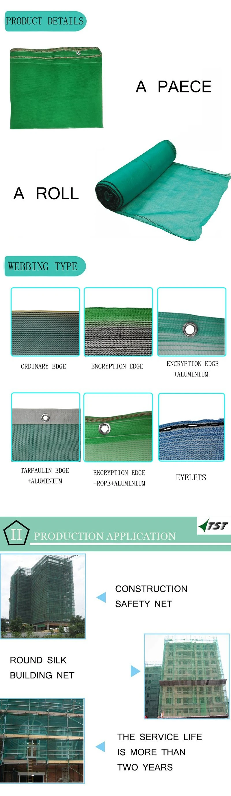 HDPE Knitted Debris Netting for Horizontal Construction Safety Net
