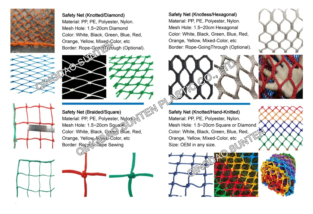EU Standard PE/PP/Polyester/Nylon/Plastic Scaffolding/Cargo/Fishing/Fish/Bird/Volleyball/Hockey/Tennis/Baseball/Football/Building Construction Safety Netting